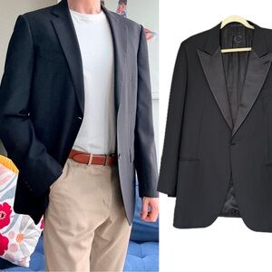 Caruso Wool Mohair Black Italy Long Sleeve Tuxedo Blazer 46R
